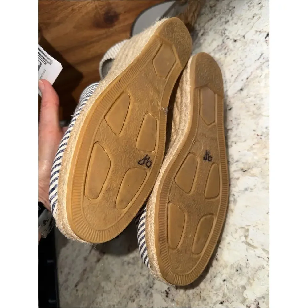 Viscata Spain $140 Striped Navy and White Escala Espadrille Lace-Up EU39 US8 EUC